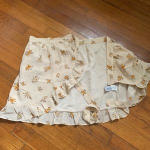 Madewell 100% silk floral wrap skirt